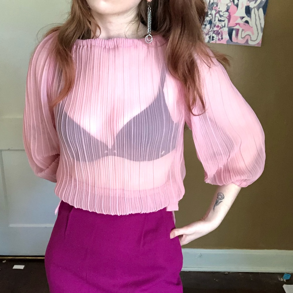 Pink sheer blouse